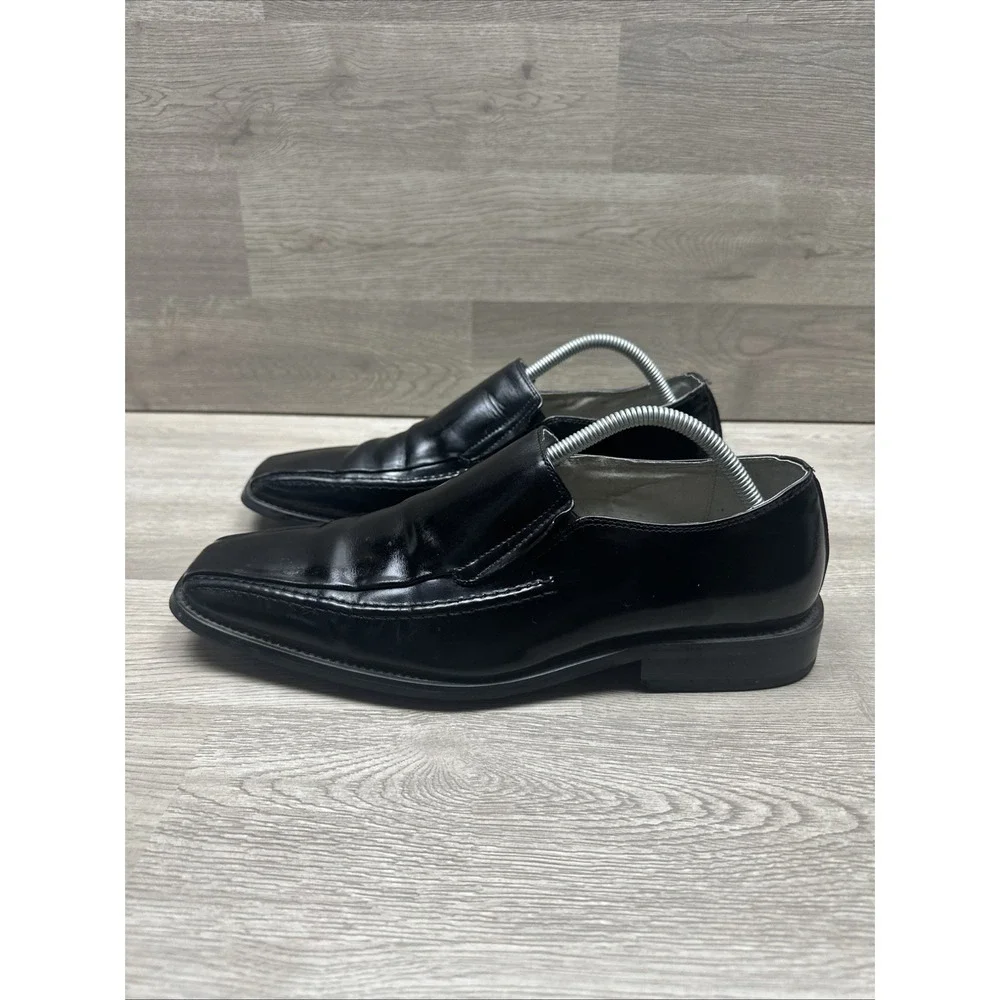 Stacy Adams Black Leather Loafers Slip On Men's Dress‎ Shoes 9.5M  Very Nice